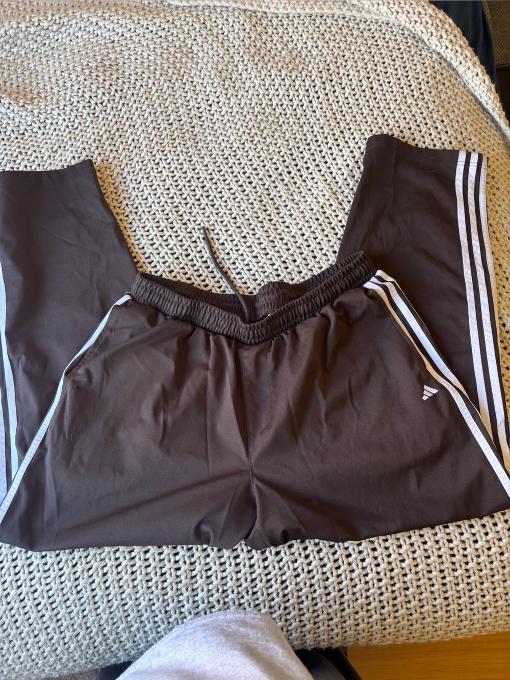 adidas Brown Joggers with White Stripes